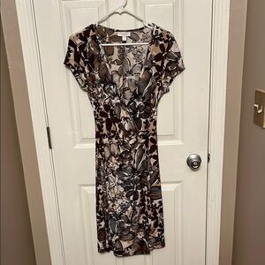 Floral Brown Wrap Dress